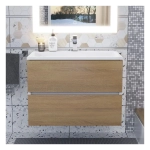 Тумба с раковиной Uperwood Barsa 70 см, раковина белая, подвесная тумба белая/дуб сонома