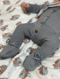 Вязаный комплект (Комбинезон на пуговицах+чепчик) Дождь хлопок RinaAmari