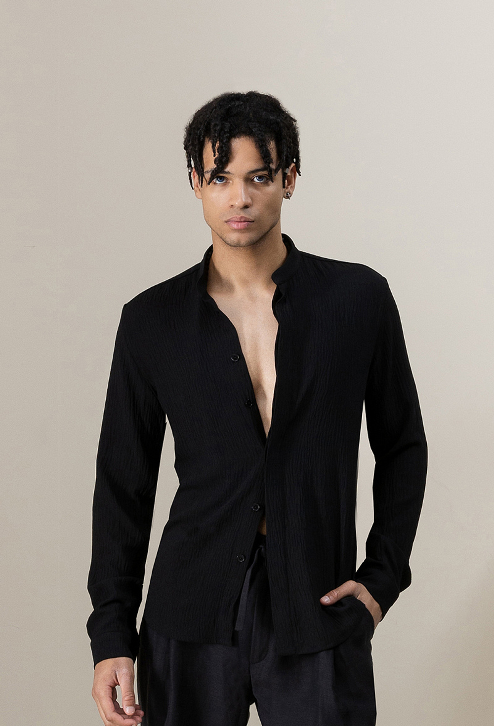 Рубашка с длинным рукавом черная 03-01-23 SS men