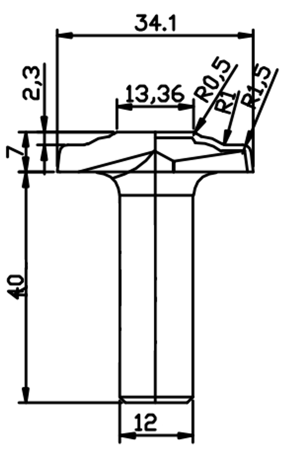 PCD профильная фреза D.34,1x7 S.12x40 Z2