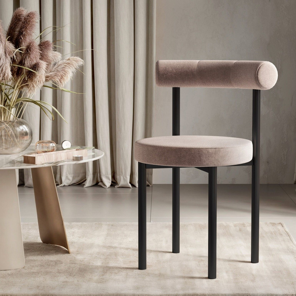 Стул Biggi, шенилл Puffy beige / опоры черные