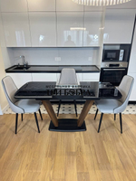 Кухонный раскладной стол "Прадо" черный мрамор и 4 стула Сорренто