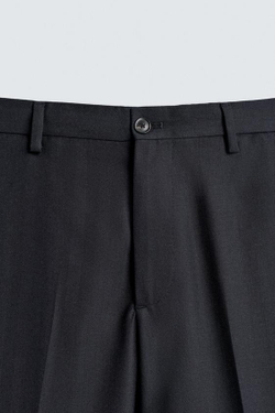 ZARA КОСТЮМНЫЕ БРЮКИ В ЕЛОЧКУ, МОРСКОЙ СИНИЙ