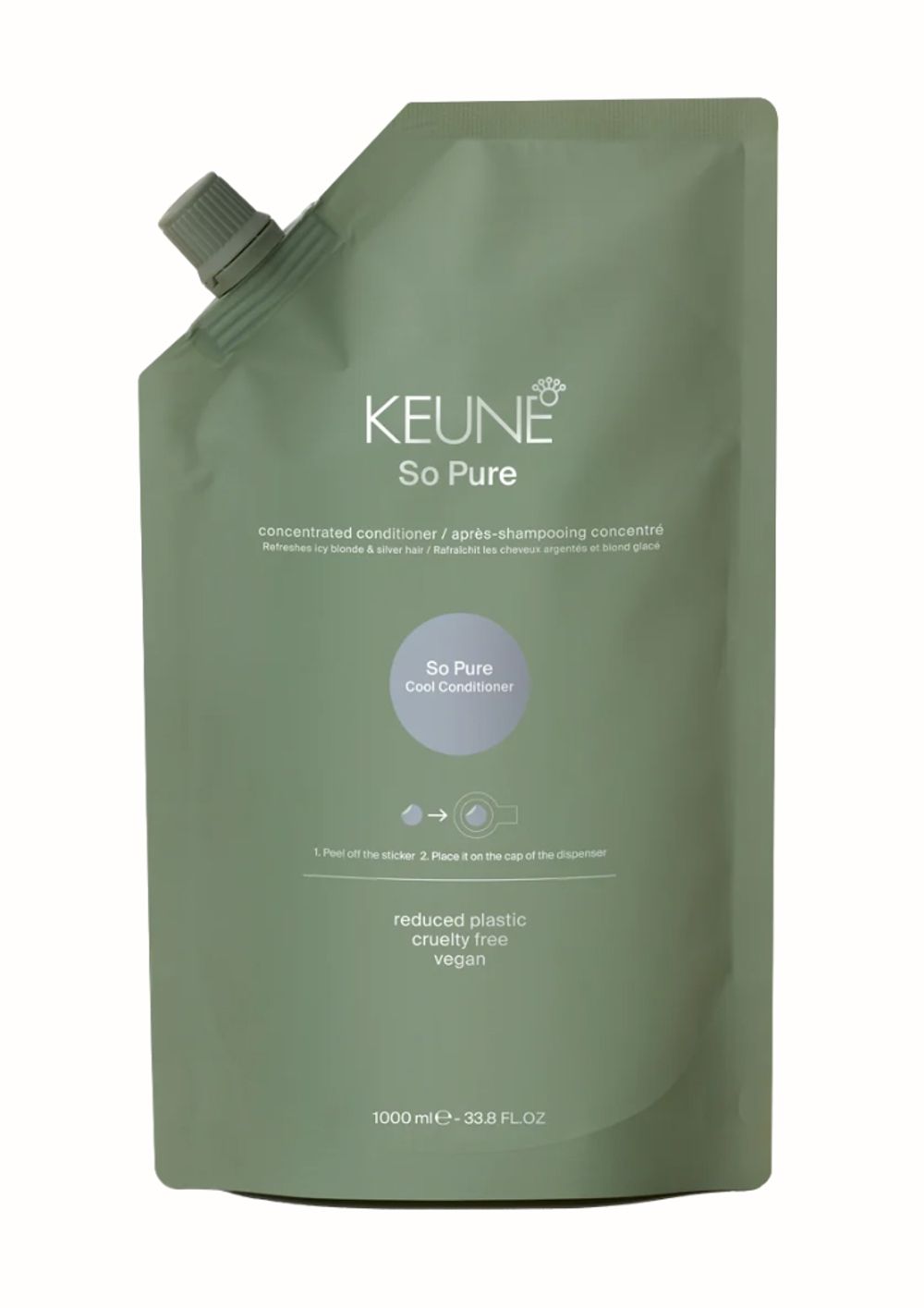 Keune So Pure Кондиционер SPA ОСВЕЖАЮЩИЙ цвет Корректирующий Блонд цвет So Pure Cool Cond. Refill 1000 мл