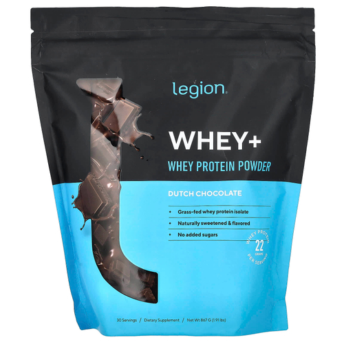 Legion Athletics, Whey +, порошок из сывороточного протеина, голландский шоколад, 867 г (1,91 фунта)