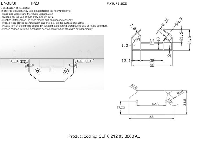 Профиль-адаптер в натяжной потолок Crystal Lux CLT 0.212 05 3000 AL