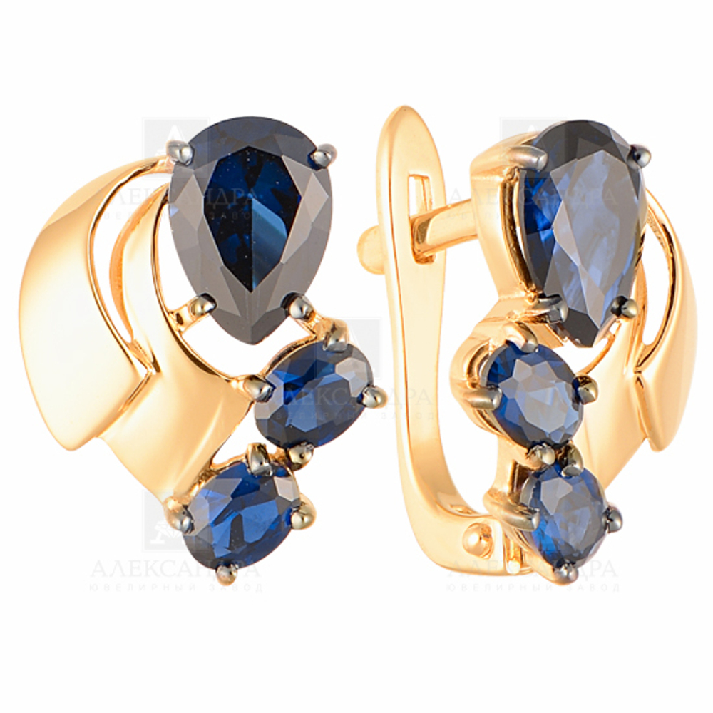 Серьги из золота 585 пробы с Хризолитом