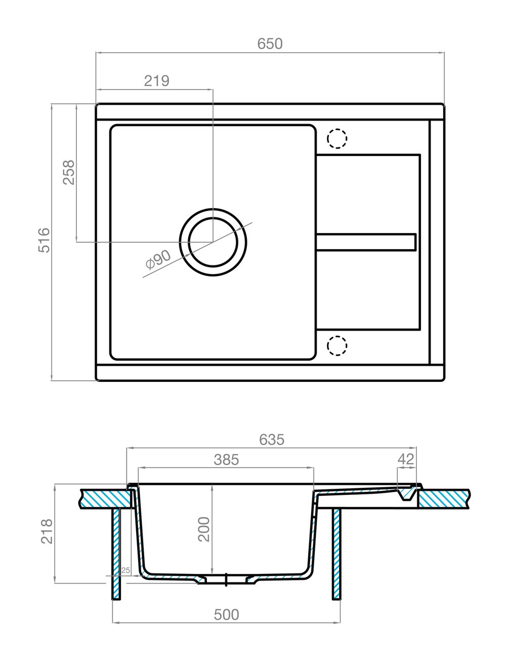 Кухонная мойка AQUATON Делия 65 Терракот