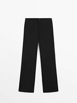 Massimo Dutti Брюки прямого кроя из высокотехнологичной ткани, черный