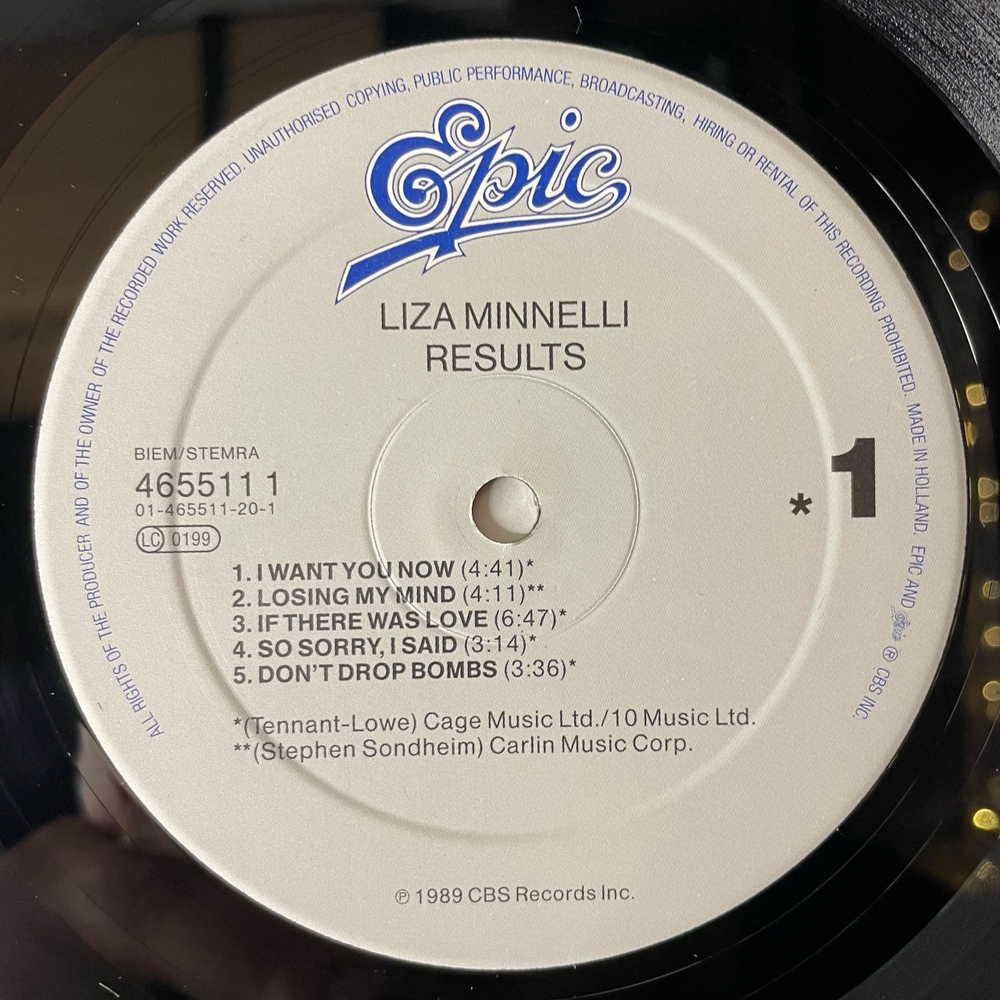 Винтажная виниловая пластинка LP Liza Minnelli Results Pet Shop Boys (Нидерланды 1989)