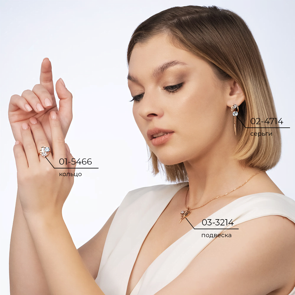 Серьги «Орхидеи» (пожелание любви) из комбинированного золота с топазами