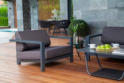 "Гранада" кресло алюминиевое, цвет темно-серый (RAL7024) муар, ткань темно-серая 027