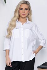 Рубашка с блестками на карманах Алтика (белая) Б10636 LT Collection
