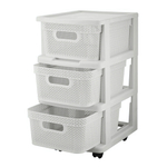 Комод Keeplex Ajur с корзинами на колесиках трехсекционный компакт 37х30х52см белое облако