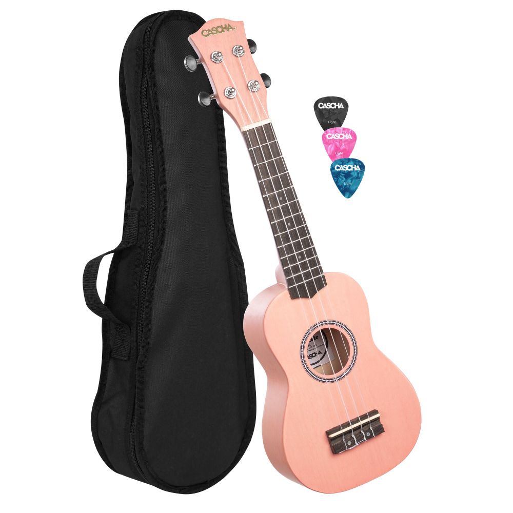 CASCHA HH 3968 Soprano Ukulele Pink (чехол и 3 медиатора в комплекте)