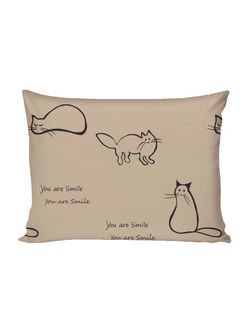 Постельное белье перкаль Сказка "Котики (беж)" 1,5-сп  Наволочка 50х70 см 1 шт Простынь на резинке 90x200 см Пододеяльник 145x215 см