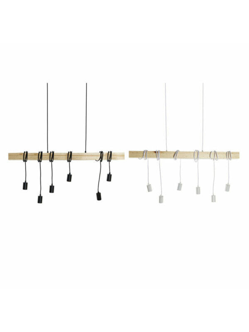 Потолочный светильник DKD Home Decor Чёрный Металл Деревянный Белый 220 V 50 W (100 x 7 x 160 cm) (2 pcs)