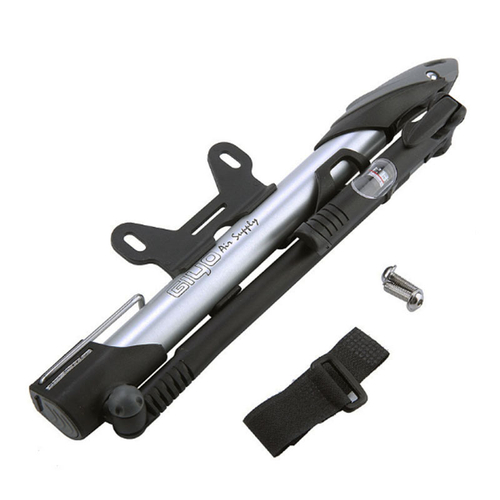 Насос GM-71 алюминий с маном. с телескоп. шлангом. универ. гол-ка, Т-ручка, с ножным упором, серебрист. GIYO