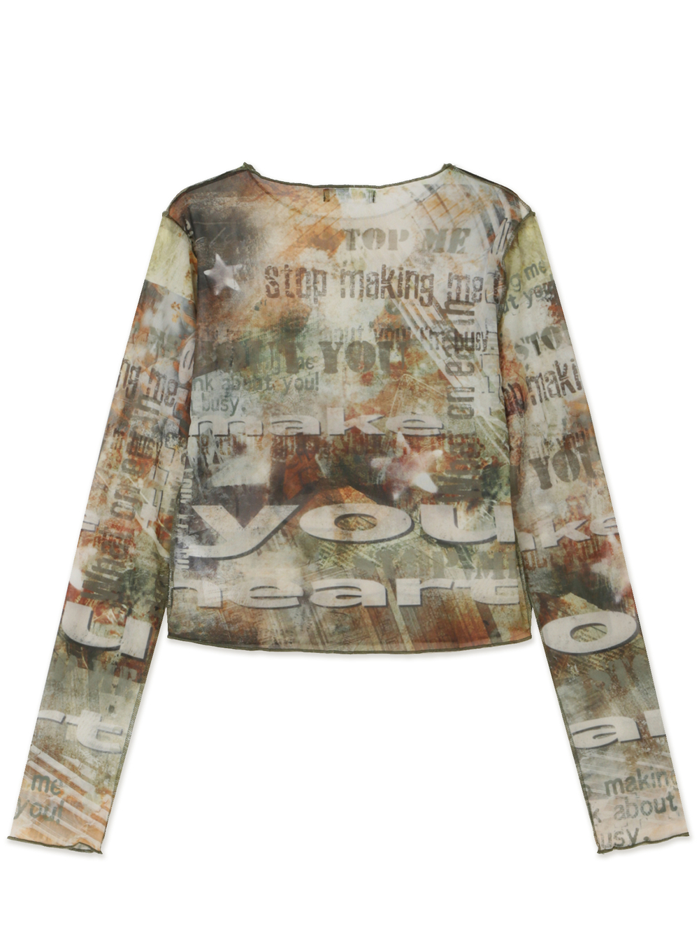 Топ Camouflage Patchwork Printed Mesh