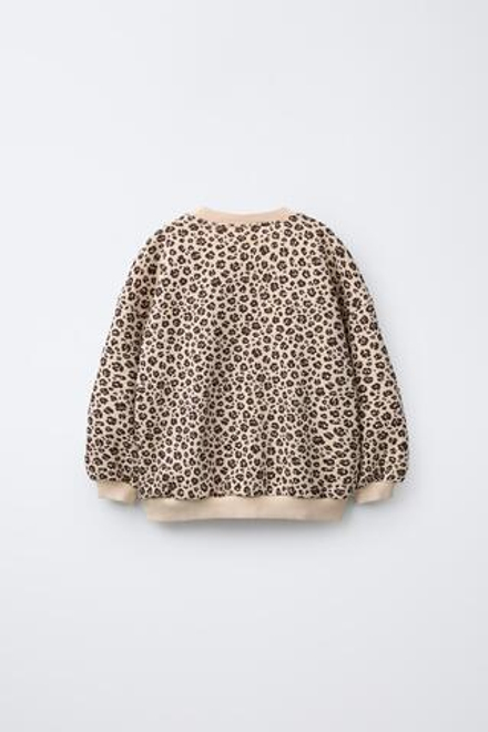 ZARA ТОЛСТОВКА С АНИМАЛИСТИЧЕСКИМ ПРИНТОМ, РЫЖЕВАТО-КОРИЧНЕВЫЙ