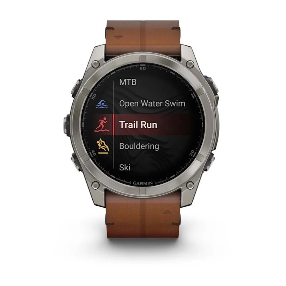 Умные часы Garmin Fenix 8, 51 мм, AMOLED, Sapphire bare Titanium, black with chestnut leather band plus graphite silicone band