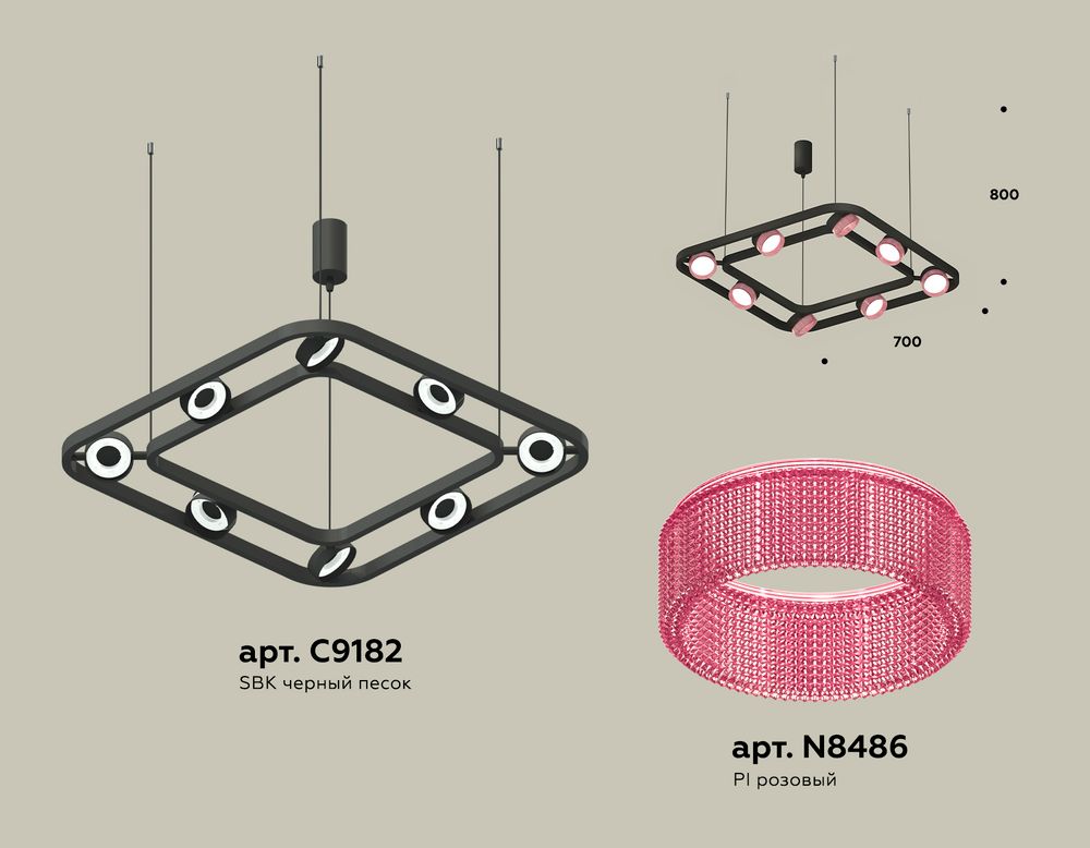Ambrella Комплект подвесного поворотного светильника с композитным хрусталем TECHNO Подвесные XB9182201