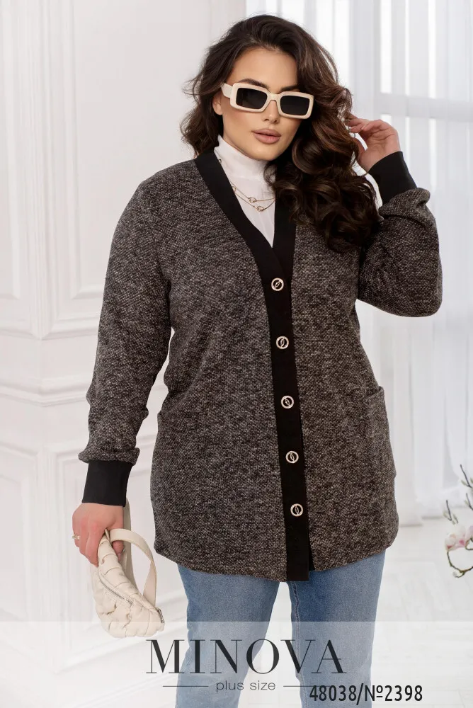 Кардиган 2398-черный-беж Minova