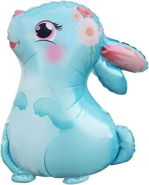 Шар (28''/71 см) Фигура, Милый зайка, Голубой, 1 шт.