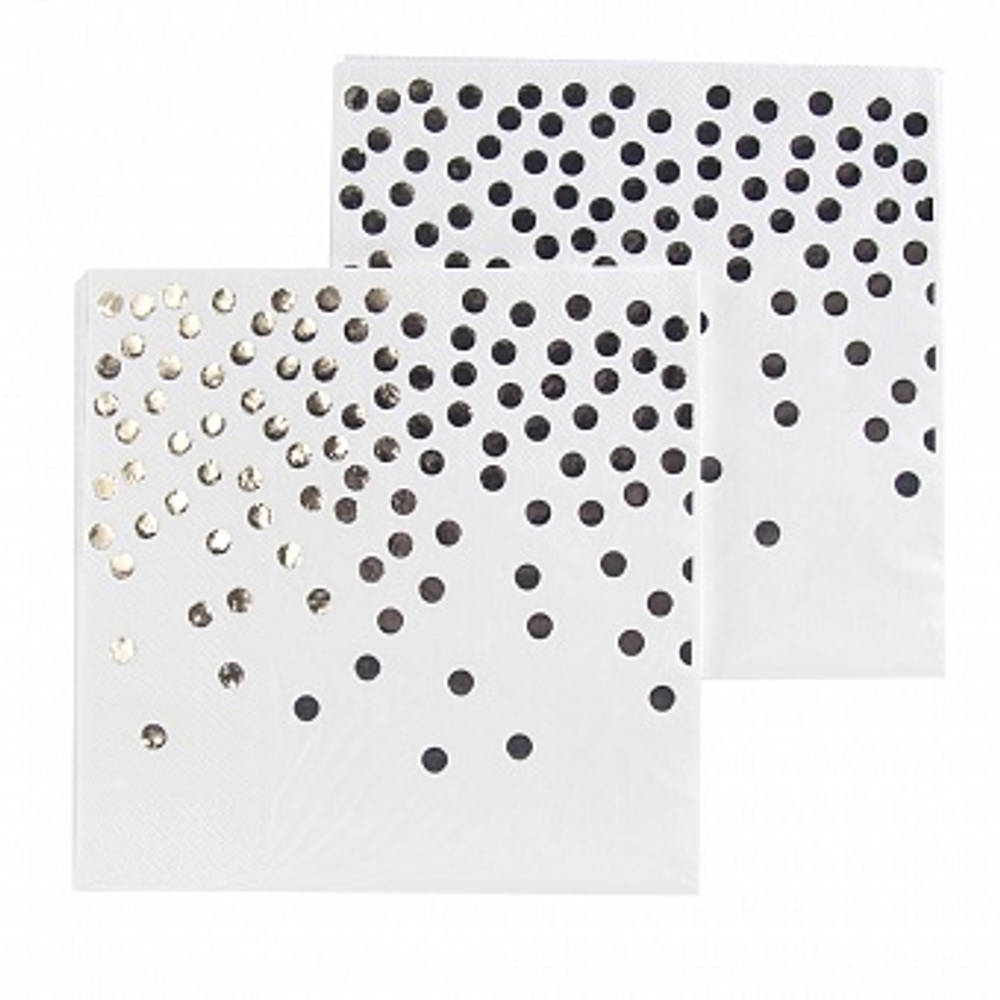 Салфетки Серебристые конфетти Белый/Серебро Металлик 33*33 см. 12 шт.