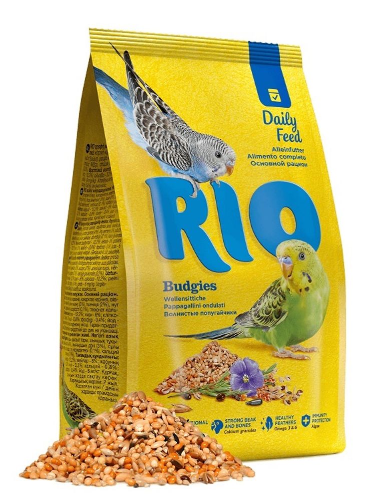 Корм для волнистых попугайчиков RIO основной рацион, пакет 1кг
