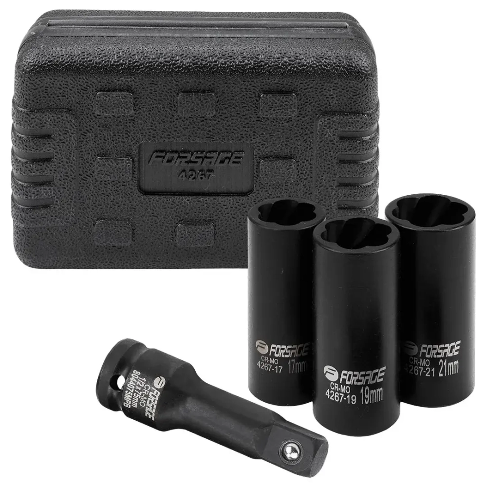 Головки ударные двухсторонние, набор 4пр., 1/2''(6гр.) Forsage F-4267