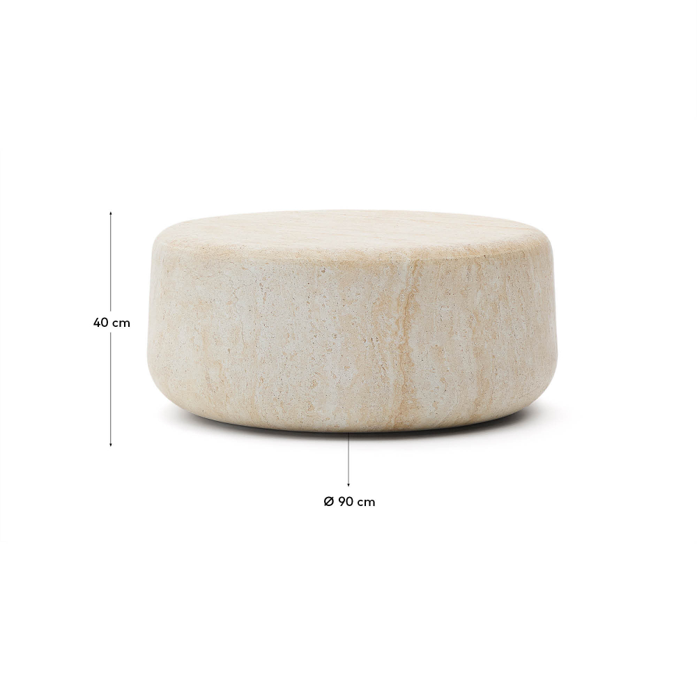 Цементный столик Drasi с отделкой под травертин Ø90 см