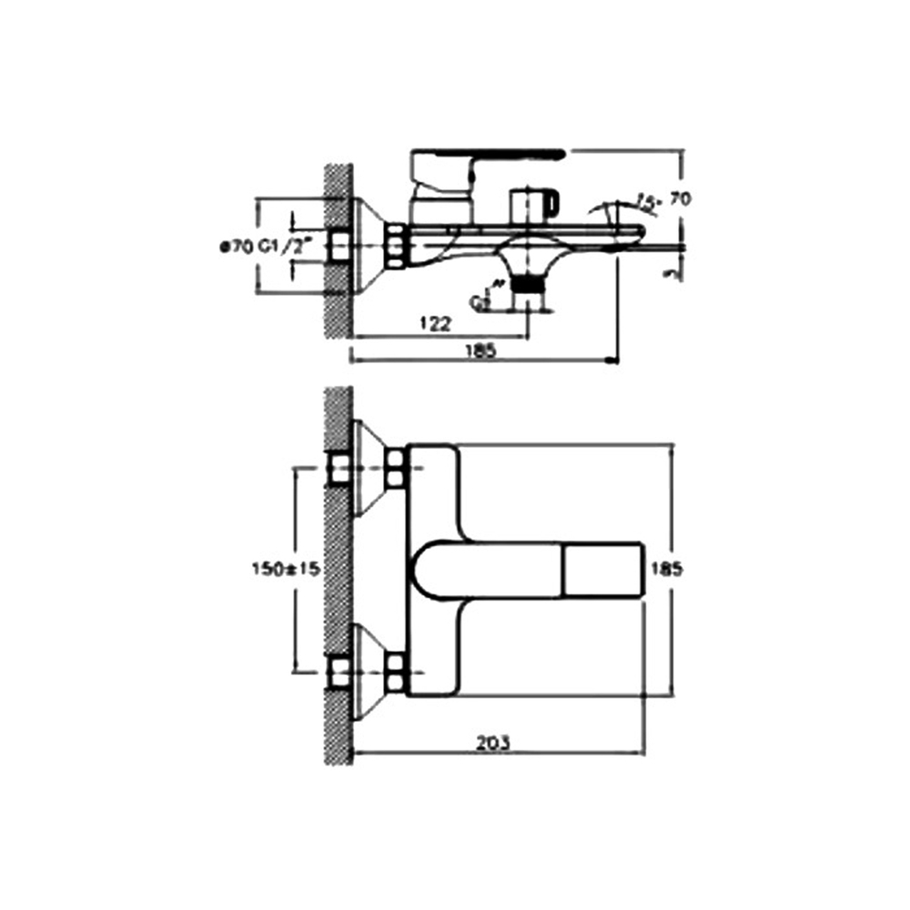 Смеситель для ванны 35к HB60505-3  HAIBA картридж перекл оружейная сталь