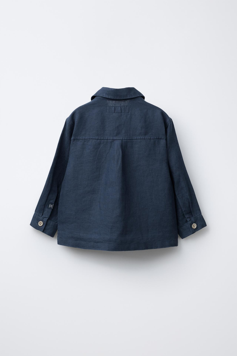 ZARA ЛЬНЯНАЯ КУРТКА-РУБАШКА С НАШИВКОЙ, МОРСКОЙ СИНИЙ