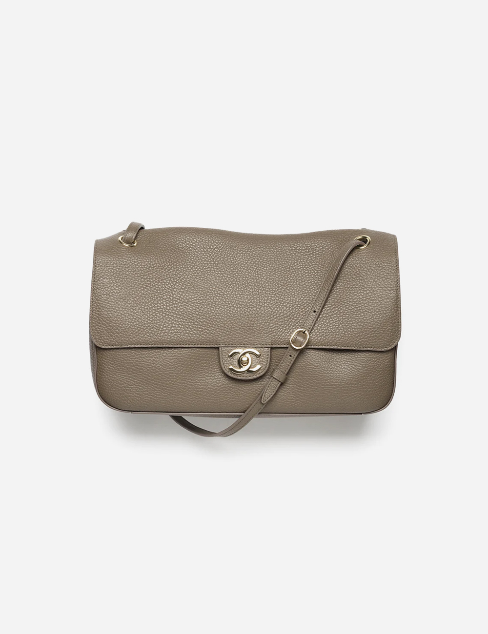 Сумка Chanel Maxi Flapbag Grained Calfskin & Gold-Tone Metal "Dark Khaki"