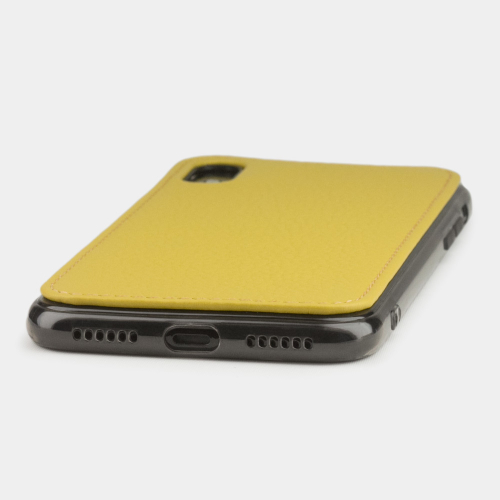 Чехол-накладка для iPhone X/XS из натуральной кожи теленка, желтого цвета