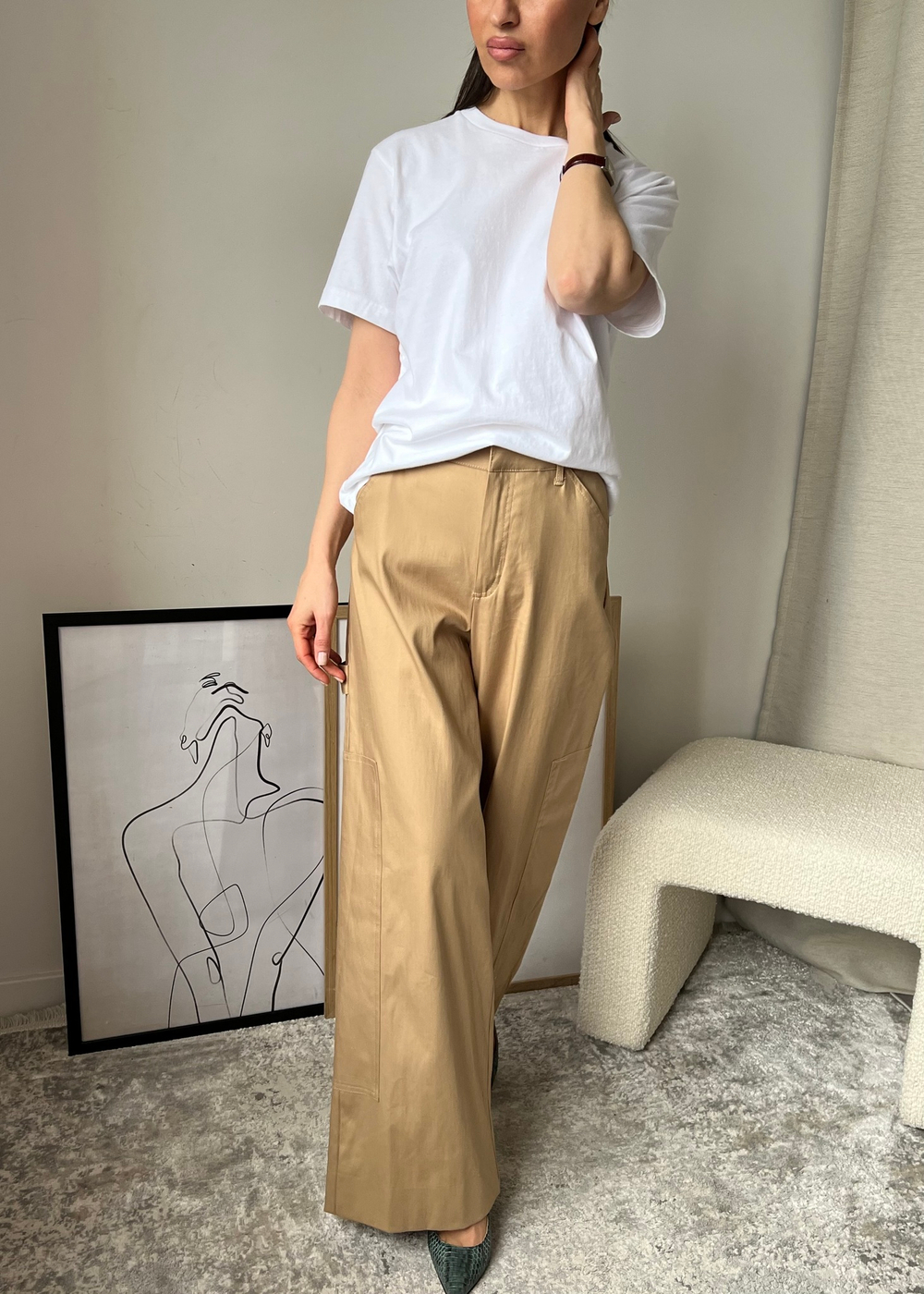 Новые брюки из хлопка с вискозой Zara, XS