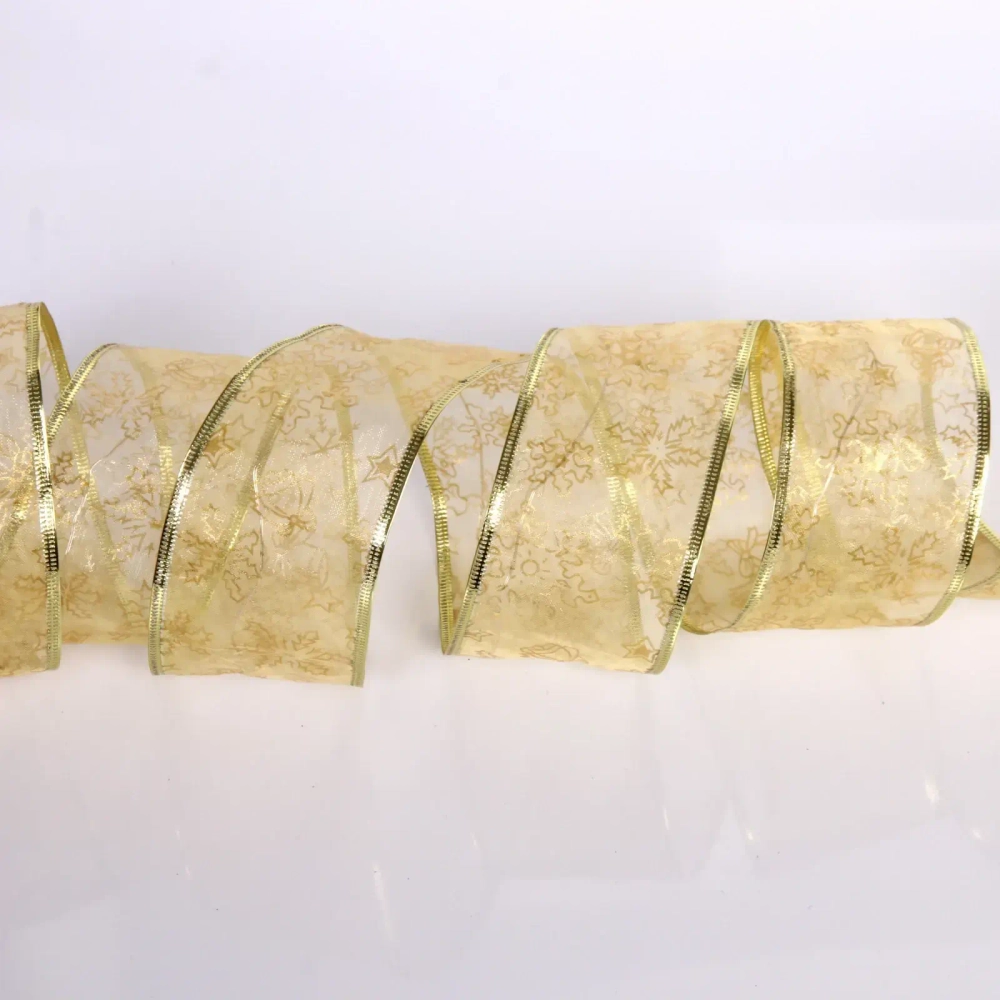 Гирлянда для дома ЛЕНТА ДЕКОРАТИВНАЯ «Морозные снежинки» 2,0 м, 6 см, 20 ламп LED (на батарейках), Золото (подсветка золото)