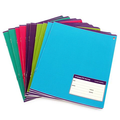 Тетрадь А5 12л. кос.линия "Классика", 5 цв. (Альт) микс цветов (комплект 5 шт)