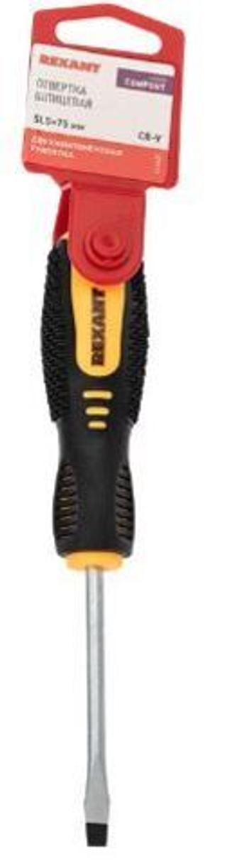 Отвертка  5,0* 75мм  ПЛОСКАЯ Магнитная REXANT" SL 126427