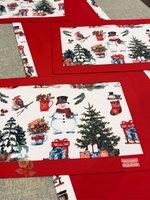 Ланчматы "Новый год" 45х35 см двусторонние, жесткие из ткани Duck