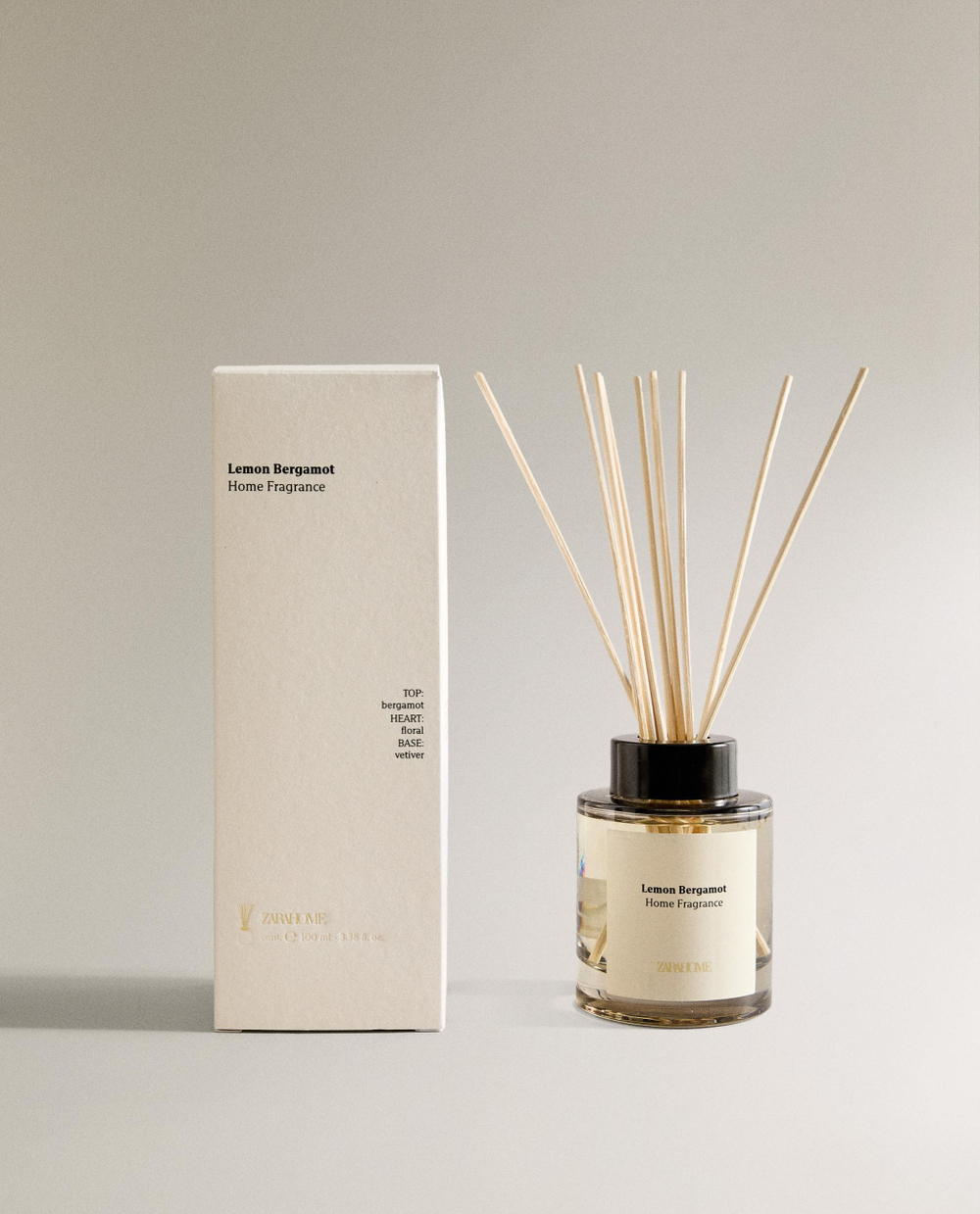 Zara Home Аромадиффузор Lemon Bergamot 100 мл, тростниковые палочки микадо, аромат свежий цитрусовый, Горчичный