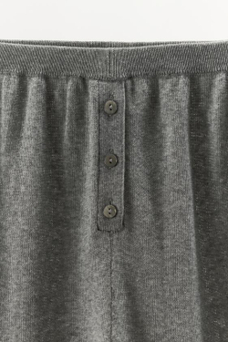 ZARA ТРИКОТАЖНЫЕ БРЮКИ-АЛАДДИН ИЗ СМЕСОВОГО ХЛОПКА, СЕРЫЙ