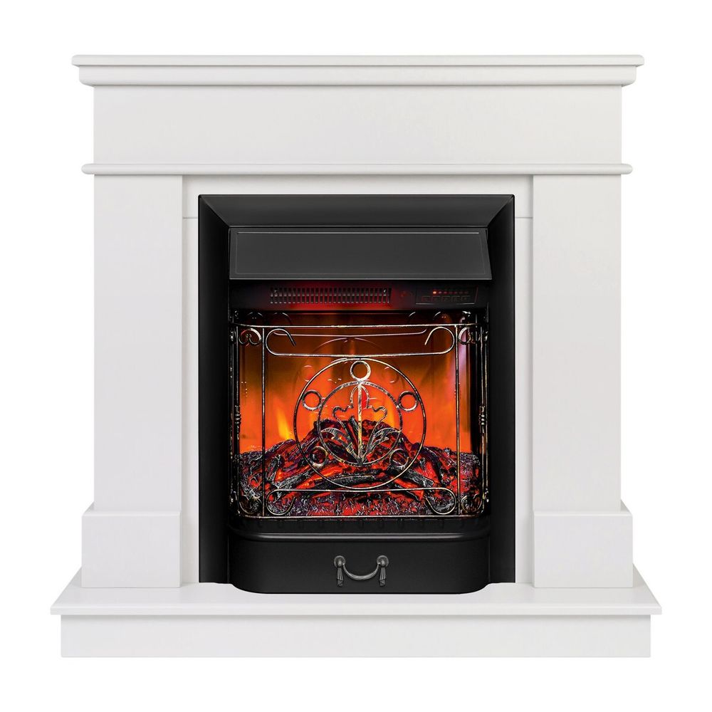 Электрокамин RealFlame Selena STD WT молочный с очагом Majestic Lux Black RC