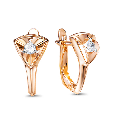 Серьги из золота 585 пробы с Фианит