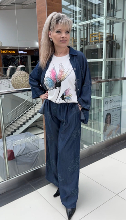 Брючный итальянский костюм из тенселя