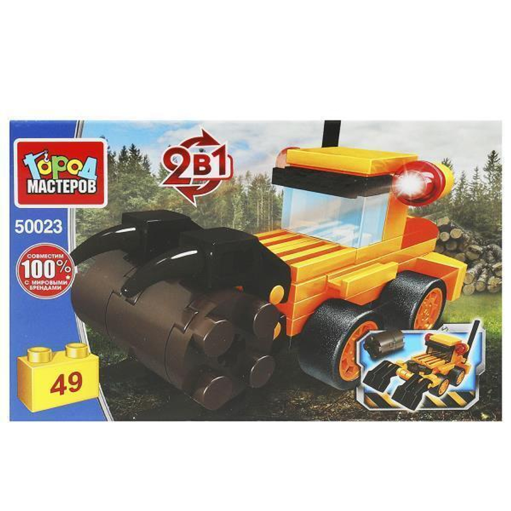 Конструктор пластмассовый 49эл. 2в1 "Погрузчик" 50023-KK (Город мастеров)