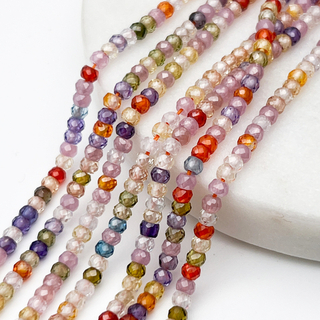 Фианит Рондель бусины (кубический цирконий), цвет микс, размер около 2*3 мм, цена за нить 38 см