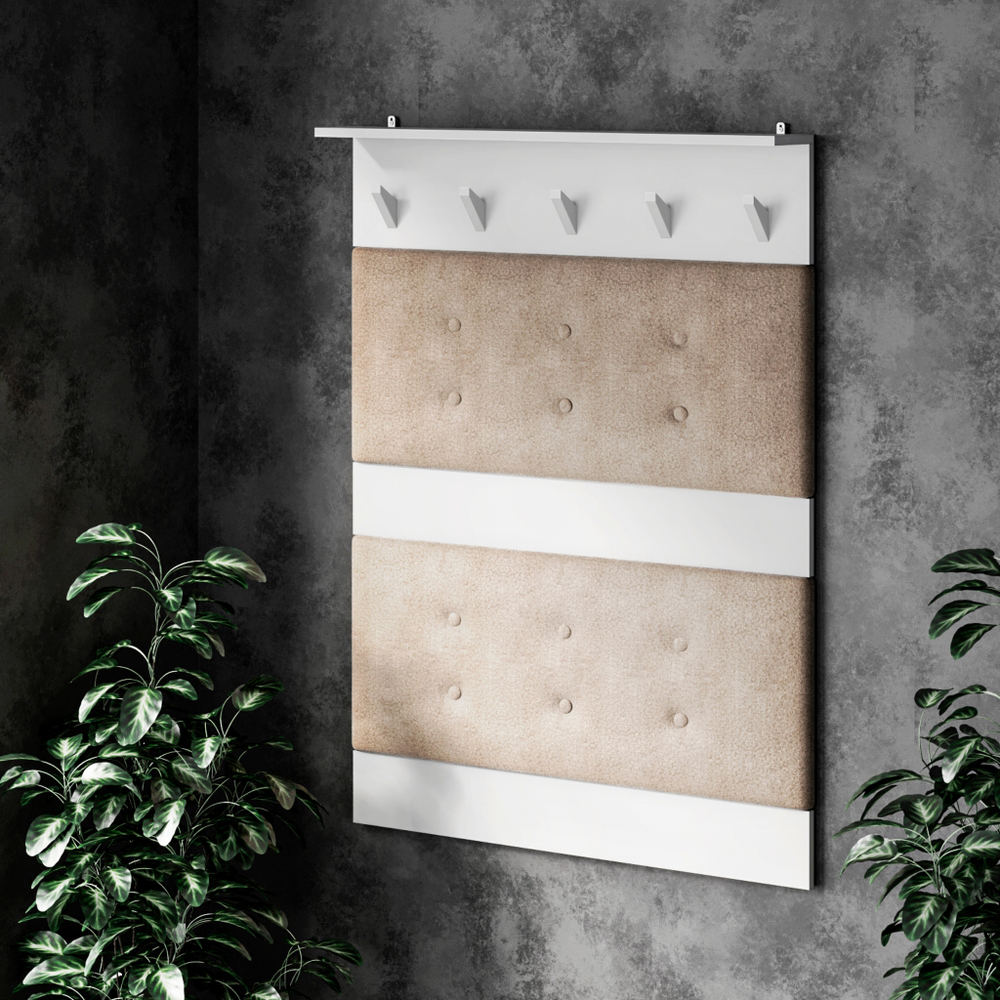 Вешалка настенная AIRIS 1, цвет белый матовый + ткань 208