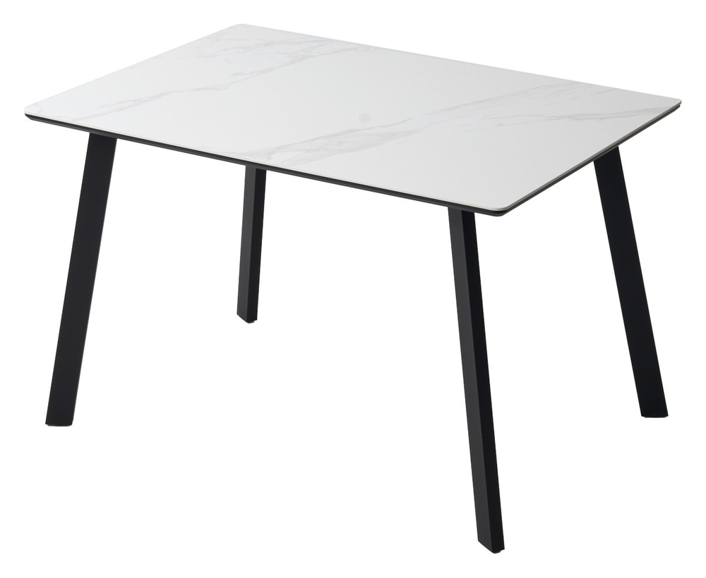 Стол ТИК ТАК 120  Белый мрамор MATTE, керамика / Черный каркас М-City